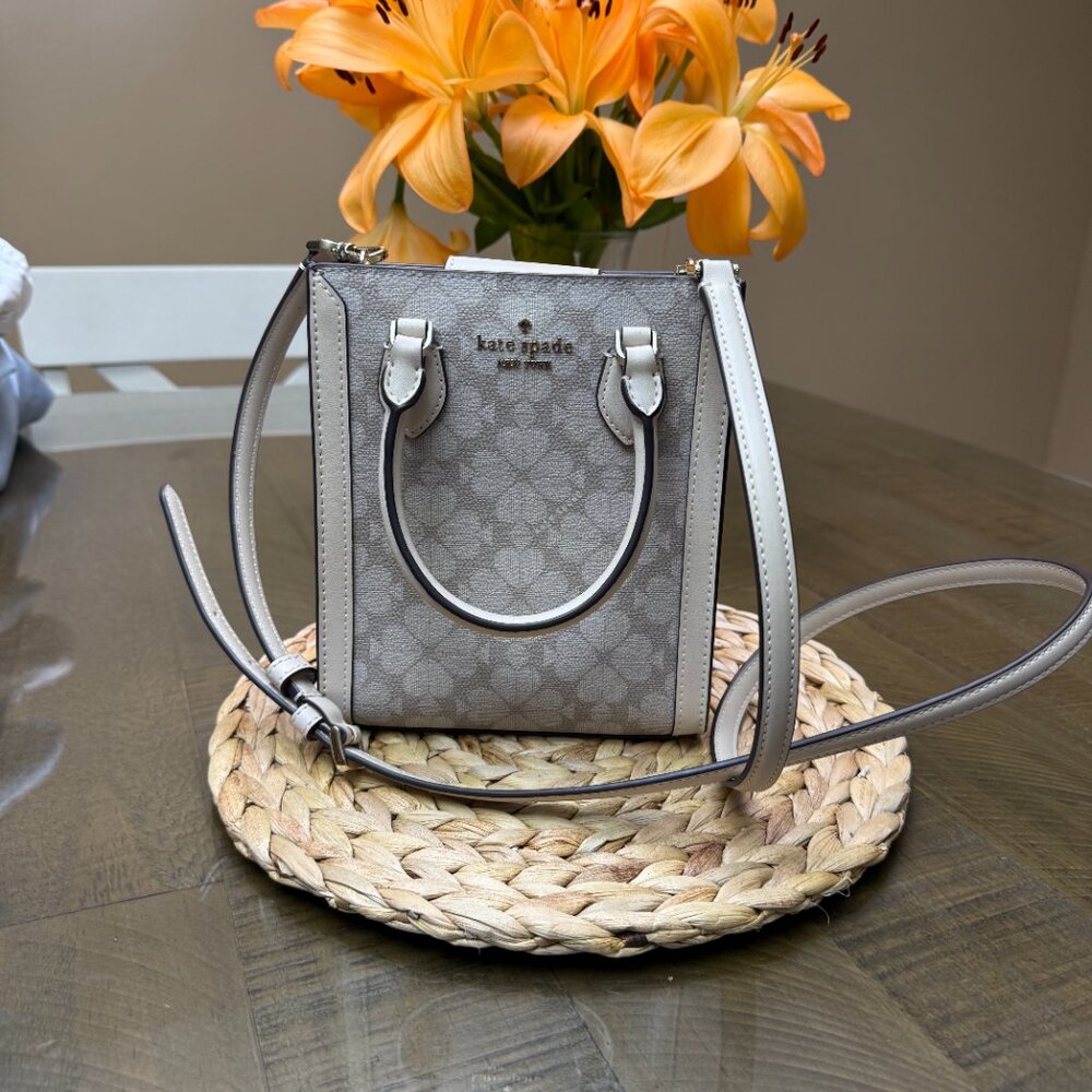 NWOT Kate Spade Flower Star TossTote purse cream floral mini crossbody - Picture 7 of 7